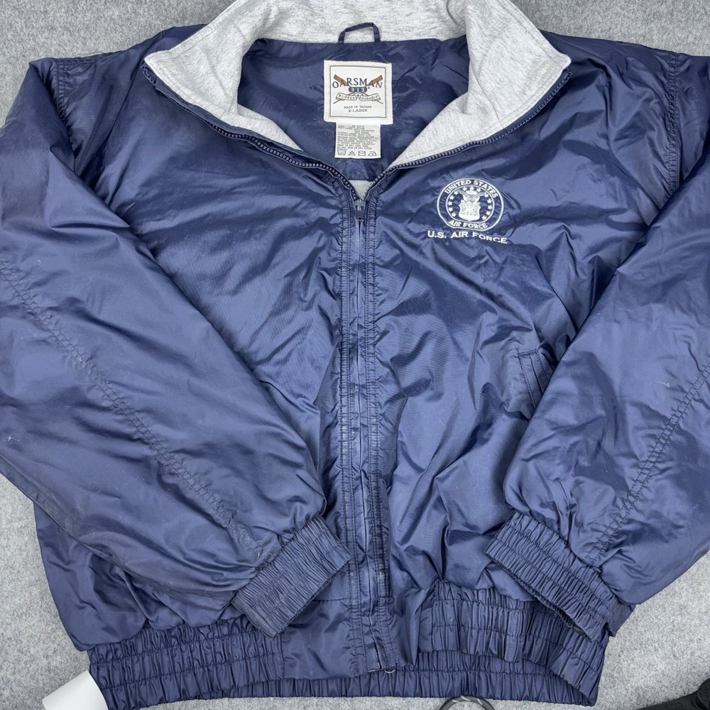 Vintage 90s Oarsman 913 U.S. Air Force Jacket Mens XL USAF Nylon Bomber Blue